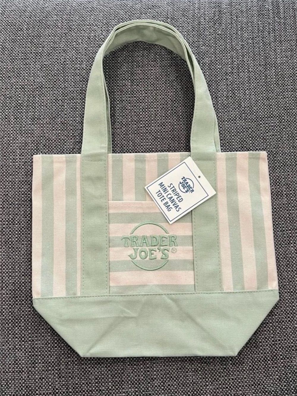 Trader Joe’s Striped Canvas Mini Tote Bag NWT